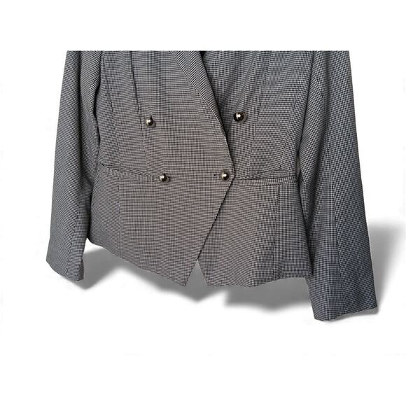 Great Jones Houndstooth Double Breasted Blazer Jacket Small Shoulder Pads - Picture 6 of 15